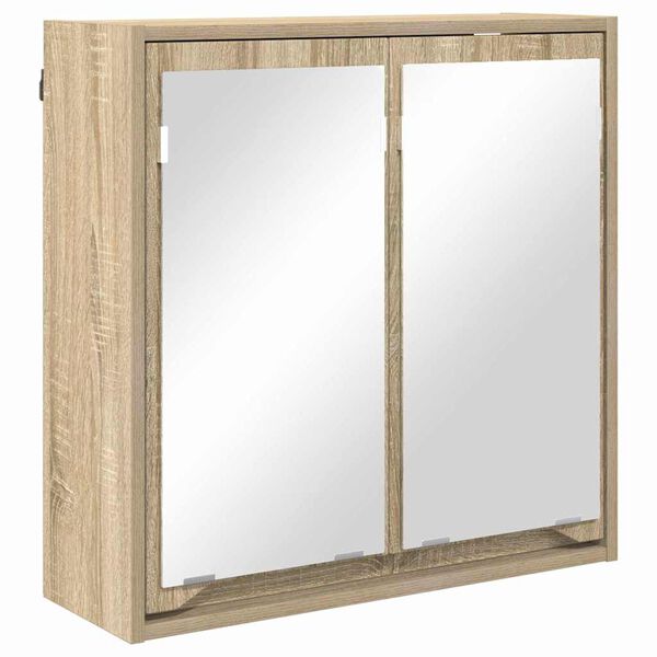 vidaXL Bathroom Mirror Cabinet with Shelf Sonoma Oak 60 x 20 x 60 cm