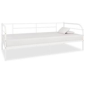 vidaXL DayBed Frame without Mattress White Metal 90x200 cm
