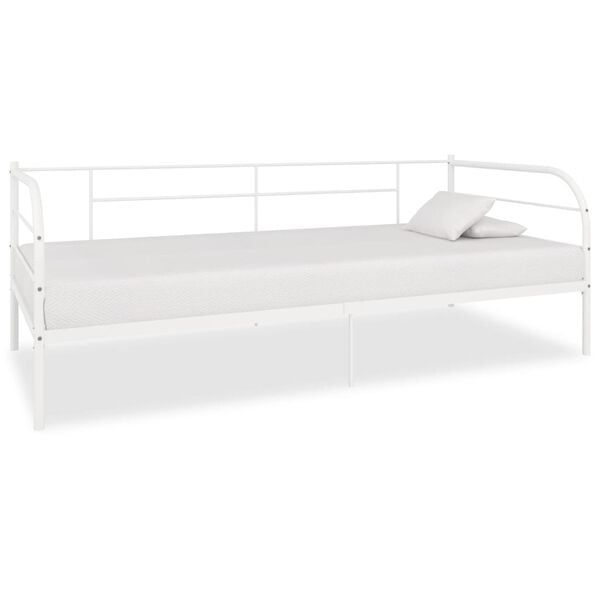 vidaXL DayBed Frame without Mattress White Metal 90x200 cm