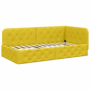 vidaXL Corner Bed Frame with Headboard Yellow 100 x 200 cm Velvet