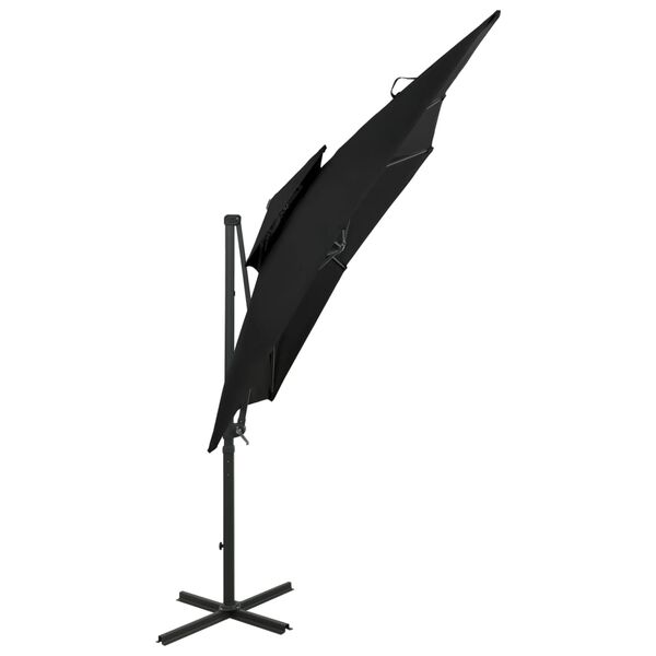 vidaXL Cantilever Garden Parasol with Double Top 250x250 cm Black