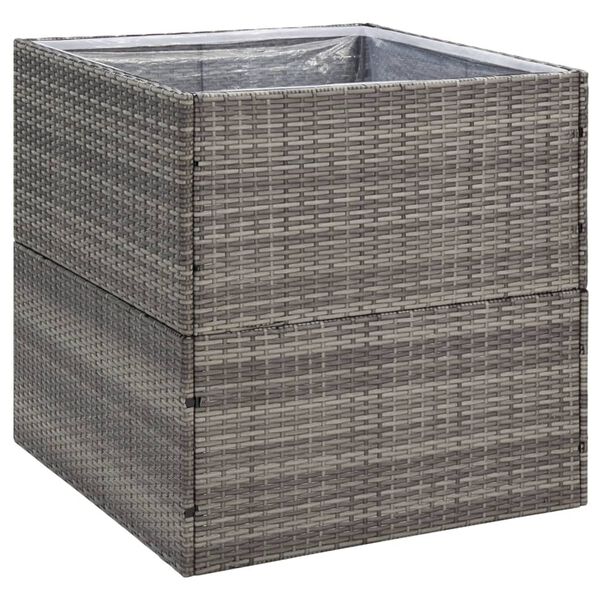 vidaXL Garden Planter Grey 80x80x80 cm Poly Rattan