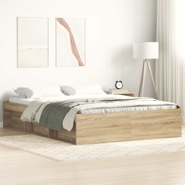 vidaXL Bed Frame without Mattress Sonoma Oak 150x200 cm King Size King Size