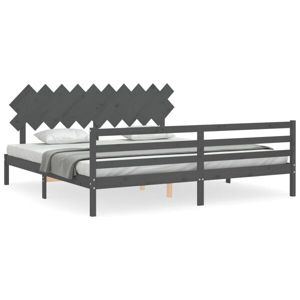 vidaXL Bed Frame without Mattress Grey 200x200 cm Solid Wood
