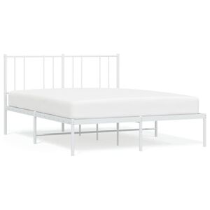 vidaXL Metal Bed Frame without Mattress with Headboard White 120x200cm
