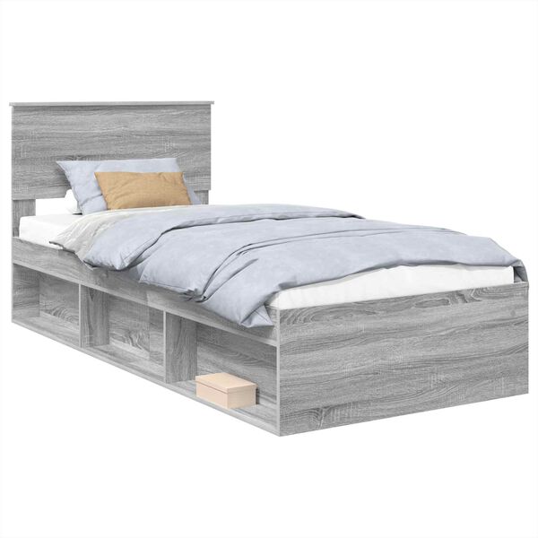 vidaXL Bed Frame Grey Sonoma 75 x 190 cm Engineered wood
