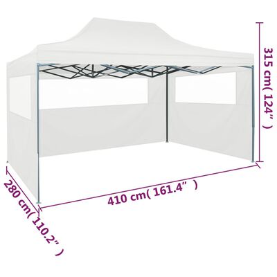 vidaXL Professional Folding Party Tent with 3 Sidewalls 3x4 m Steel White