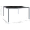 vidaXL Garden Table 130x130x72 cm Grey Steel and Glass