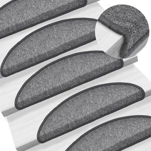 vidaXL Stair mats 15 pcs 56 x 17 x 3 cm Non-Slip Dark Grey