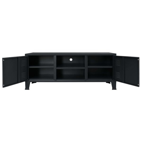 vidaXL TV Cabinet Metal Industrial Style 120x35x48 cm Black