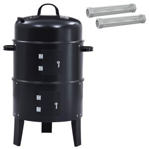 vidaXL Outdoor Grill &Oslash; 40 x 80 cm Steel Black