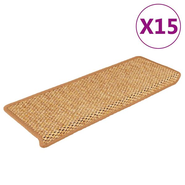 vidaXL Stair Mats Self-adhesive Sisal-Look 15 pcs 65x21x4 cm Sisal