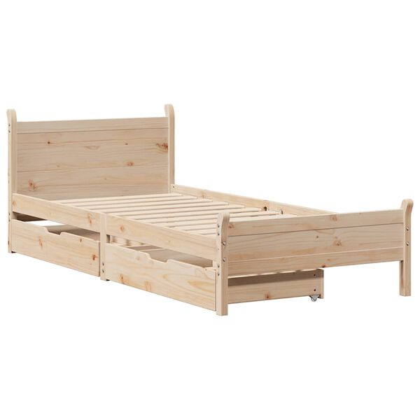 vidaXL Bed Frame without Mattress 75x190 cm Small Single Solid Wood Pine