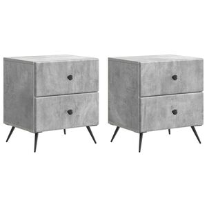 vidaXL Bedside Cabinet 2 pcs Concrete Grey 43 x 34.5 x 47.5 cm