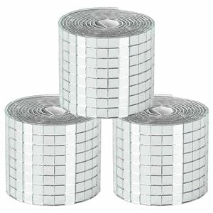vidaXL Mirror Mosaic Tile Geometric 3 pcs Silver 100 x 4 cm Glass