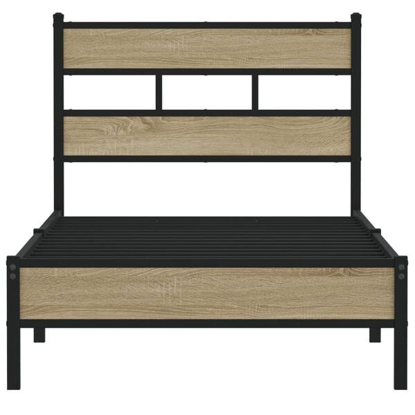 vidaXL Bed Frame without Mattress Sonoma Oak 90x190 cm Single Engineered Wood