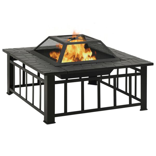 vidaXL Garden Fire Pit with Poker 81x81x47 cm XXL Steel
