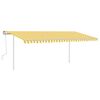 vidaXL Manual Retractable Awning with Posts 5x3.5 m Yellow and White