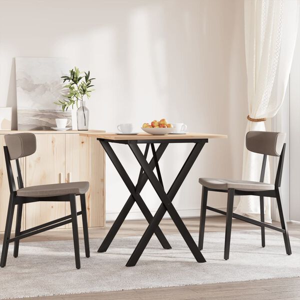 vidaXL Dining Table X-Frame 70x70x75 cm Solid Wood Pine and Steel