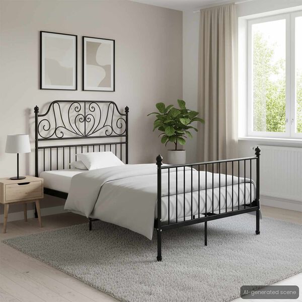 vidaXL Bed Frame without Mattress Black Metal 120x200 cm