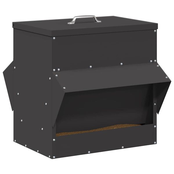 vidaXL Chicken Feeder Black 40.5 x 45 x 41 cm Cold-Rolled Steel