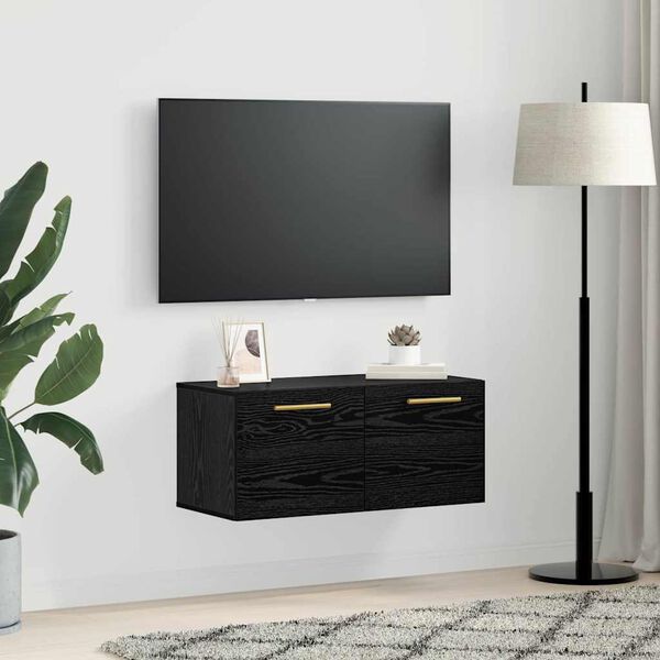 vidaXL Wall Cabinet Black oak 80 x 36.5 x 35 cm Engineered wood