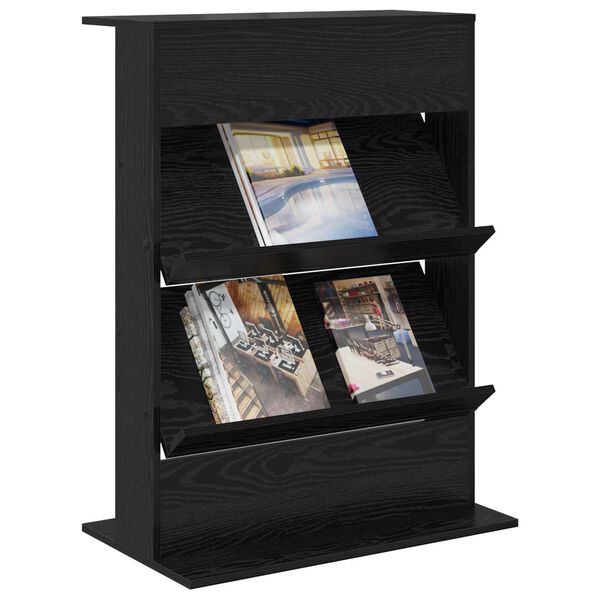 vidaXL Magazine Rack Black Oak 70 x 41 x 96 cm Engineered Wood