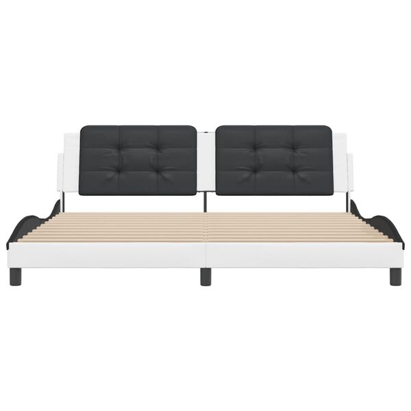 vidaXL Bed Frame without Mattress "Zadar" White and Black 200x200 cm Faux Leather