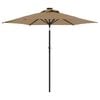 vidaXL Garden Parasol with LEDs and Steel Pole Taupe 225x225x212cm