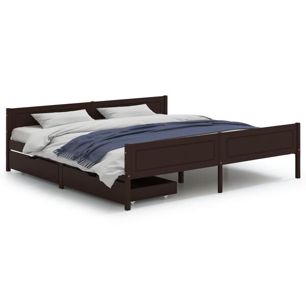 vidaXL Bed Frame without Mattress Dark Brown 180x200 cm Super King Solid Wood