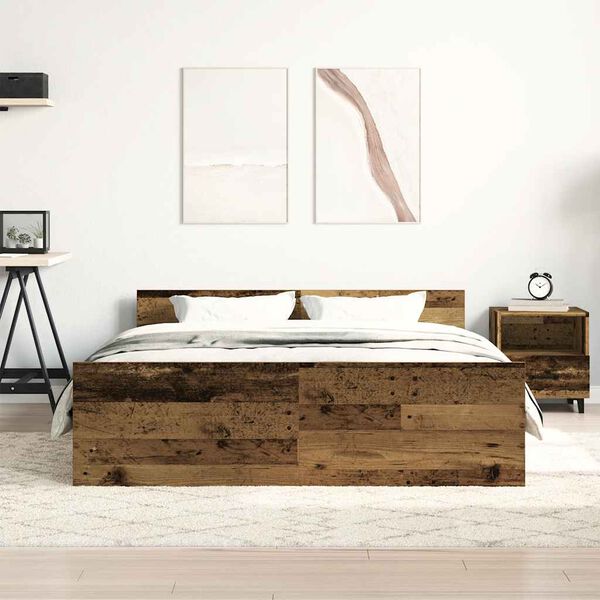 vidaXL Bed Frame without Mattress Old Wood 140x190cm Engineered Wood