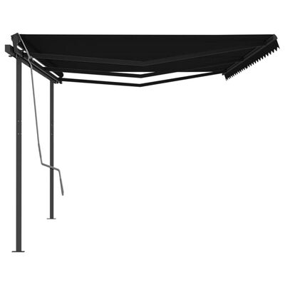 vidaXL Manual Retractable Awning with Posts 6x3.5 m Anthracite