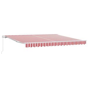 vidaXL Retractable Awning Manual Red and White 400 x 350 cm