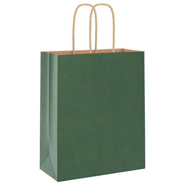vidaXL Paper Bags 50 pcs with Handles Green 18x8x22 cm