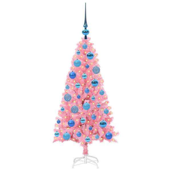 vidaXL Christmas Tree with 150 LEDs with Stand Pink 120 cm PVC