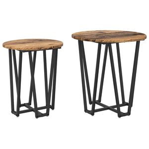 vidaXL Side Table Set 2 pcs Old Wood and Black 50 x 50 x 50.5 cm