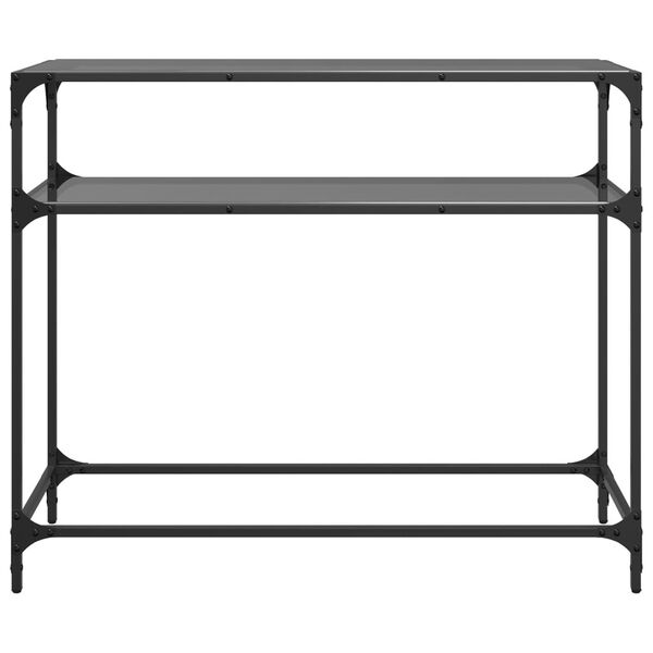 vidaXL Console Table with Black Glass Top98x35x81 cm Steel