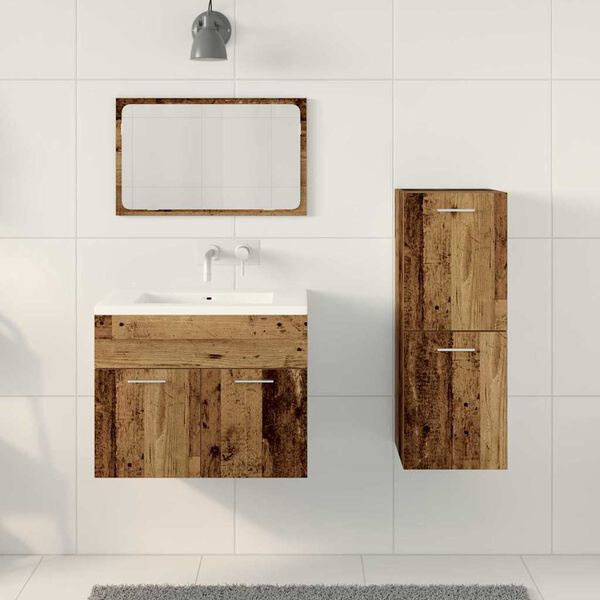 vidaXL Bathroom Furniture Set with Door 3 pcs Old Wood Engineered Wood