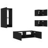 vidaXL 4 Piece TV Wall Cabinets with LED Lights Black