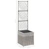 vidaXL Trellis Raised Bed with 1 Pot 30x30x107 cm Poly Rattan Grey