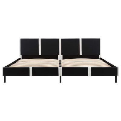 vidaXL Bed Frame Black and White Faux Leather 150x200 cm