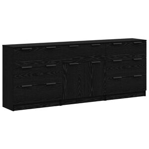 vidaXL Sideboard 3 pcs Black Oak 181 x 30 x 70 cm Engineered Wood