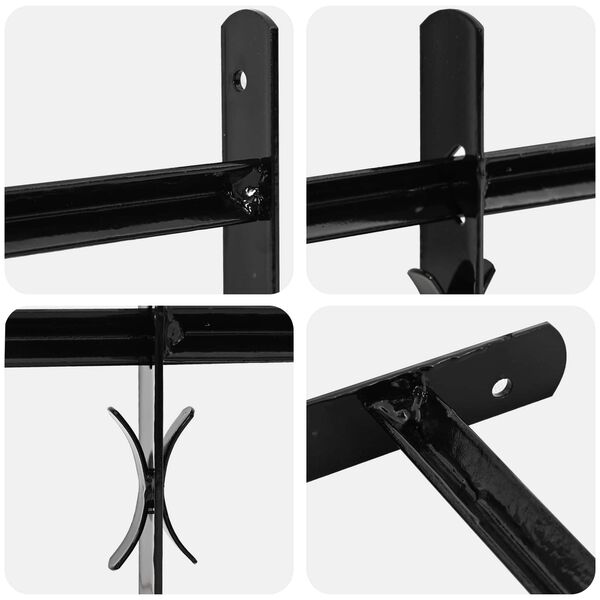 vidaXL Window Grille Black 175 x 60 cm Powder-Coated Steel