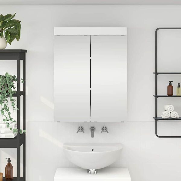 vidaXL Bathroom Mirror Cabinet with Door TULUM White 60 x 16.5 x 78 cm