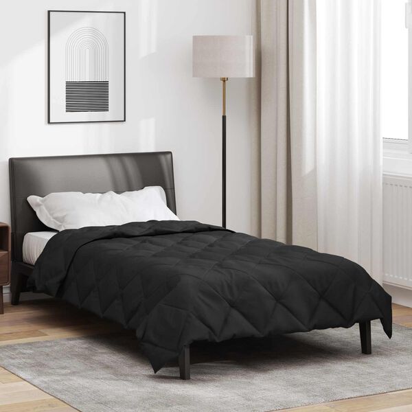 vidaXL Full Year Duvet Black 220 x 155 cm Microfiber