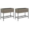vidaXL Garden Planters with Shelf 2 pcs Grey 90x40x75 cm Poly Rattan