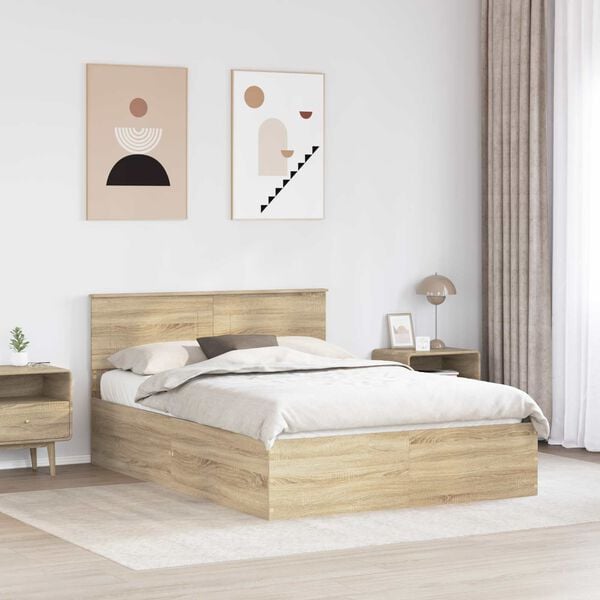vidaXL Bed Frame Sonoma Oak 150 x 200 cm Engineered Wood