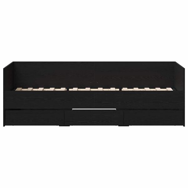vidaXL Daybed Frame with Drawers Black oak 90 x 200 cm Engineered wood
