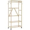 vidaXL Clothes Rack with Shelves and Wheels 90x40x179.5 cm Bamboo