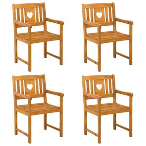 vidaXL Garden Chairs 4 pcs Natural Solid Acacia Wood
